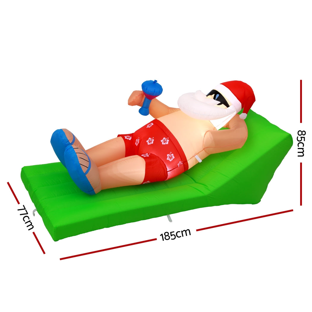 Aussie Christmas Relaxing Santa Inflatable 1.8M LED Illuminated Decorations