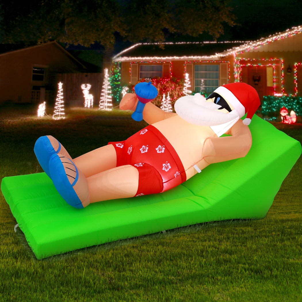 Aussie Christmas Relaxing Santa Inflatable 1.8M LED Illuminated Decorations