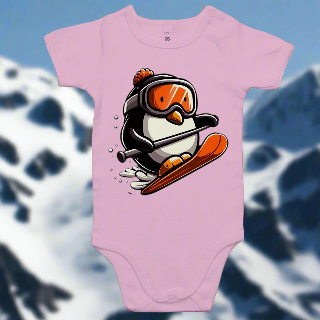 Skiing Penguin - Baby Onesie Romper