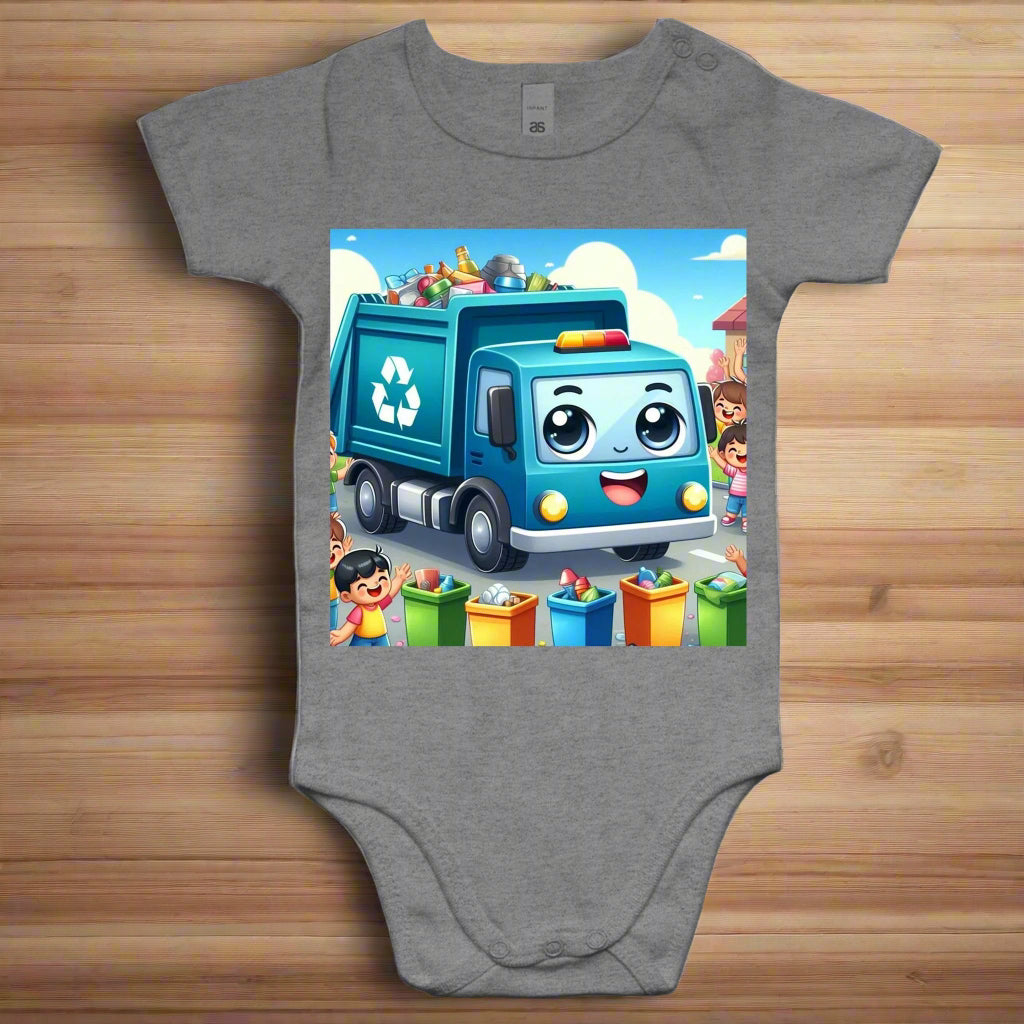 Cartoon Garbage Truck design - Baby Onesie Romper