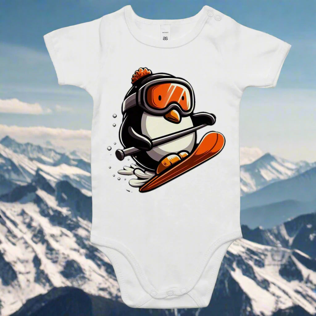 Skiing Penguin - Baby Onesie Romper