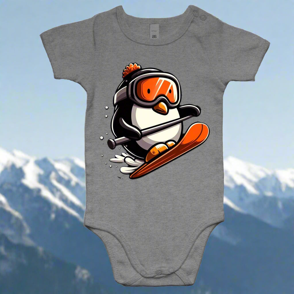Skiing Penguin - Baby Onesie Romper