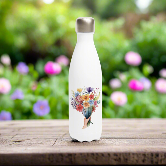 Elegant Floral Stainless Steel Water Bottle – 17oz Insulated Design