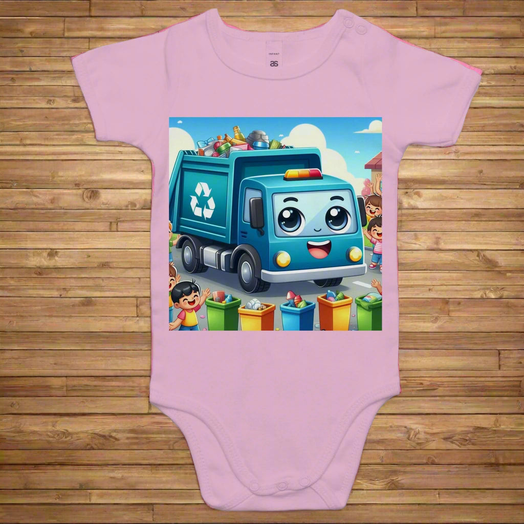 Cartoon Garbage Truck design - Baby Onesie Romper